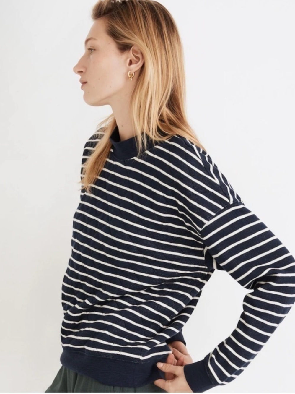 Madewell Striped & Quilted Sweatshirt (size medium)